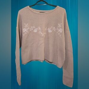 Kendall & Kylie Beige Sweater with White Floral Design